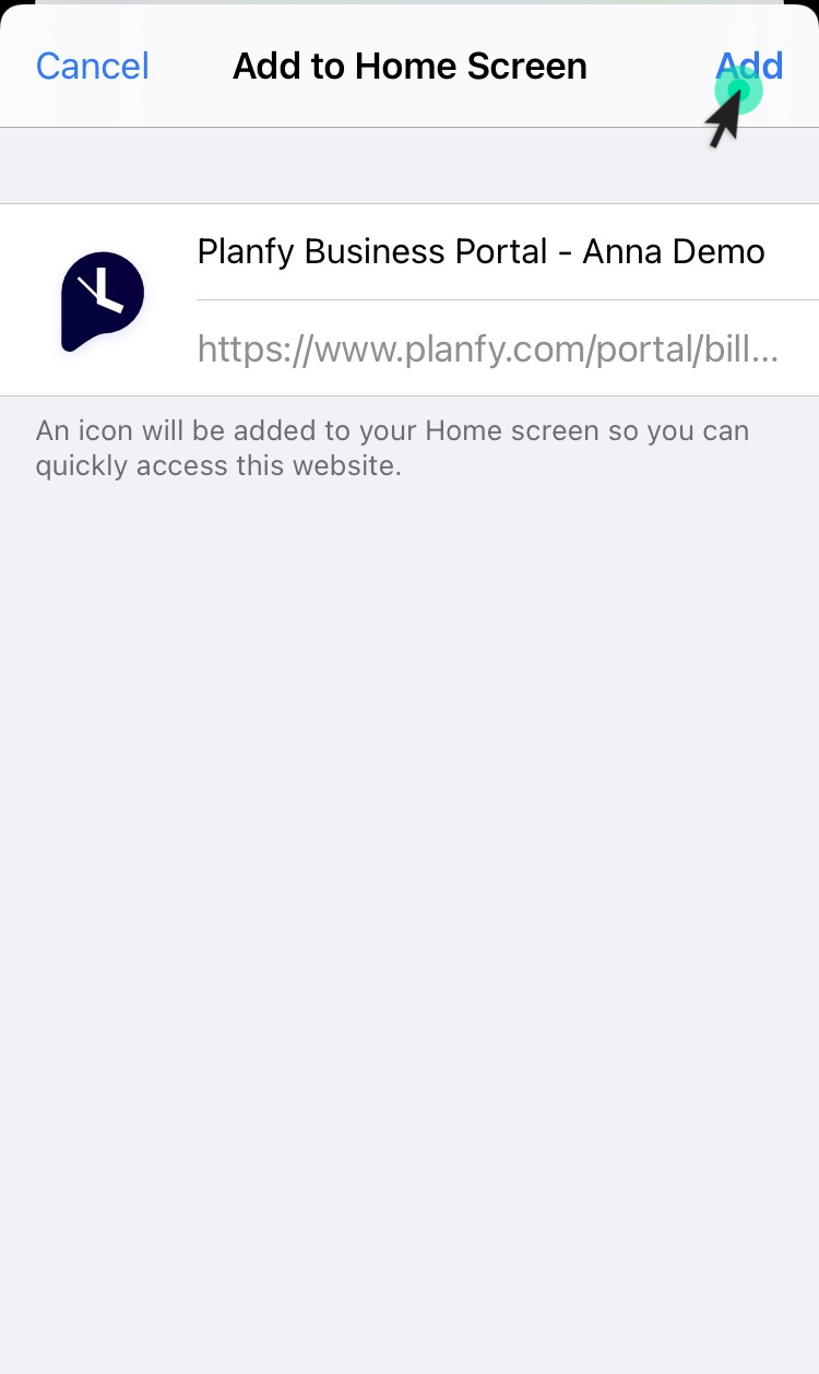 Add Planfy to iPhone/iPad Home Screen