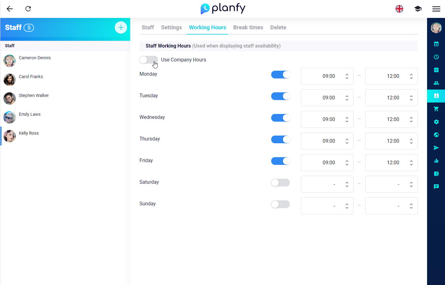 How to Set Different Service Availability Hours